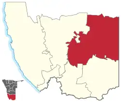 Karte Koës in Namibia