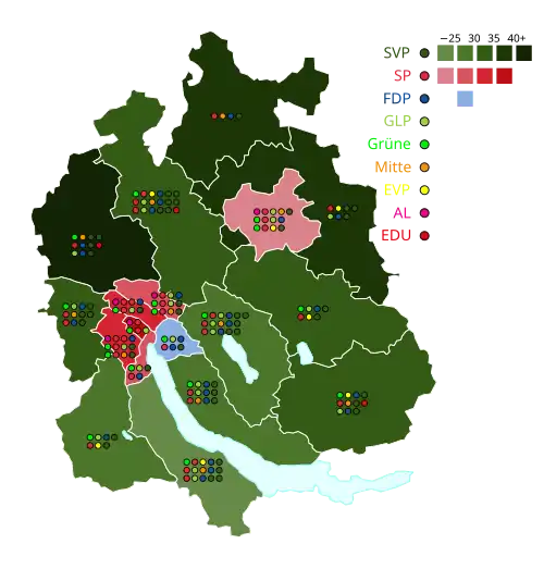 Stärkste Partei nach Wahlkreisen und Sitzverteilung
