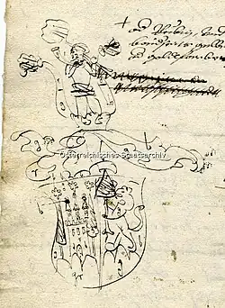 Wappenbesserung mit Bestätigung des von Karl V. verliehenen rittermäßigen Adelsstandes für JUDr. Jodok (Jobst) von Walthausen von 1569