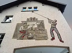 Walter Vogel (1899–1994) Sgraffito 1947. Glasbläserei. St. Josefen-Strasse 2, St. Gallen