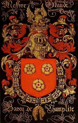 Wappen des Claude de Vergy (* 1496; † 1560), Ritter des Orden vom Goldenen Vlies, eines Wappens und offenbar auch eines Stammes mit den von Arenberg[3]