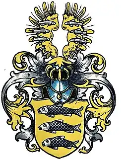 Zum Vergleich: Variante des Wappens derer von Dorfeld in Westfalen im Wappenbuch des Westfälischen Adels