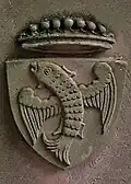 Wappen Droste zu Hülshoff, Familiengrab Gelmini von Kreutzhof Kirchzarten 1980