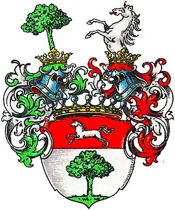 Freiherrenwappen derer von Linde (1859/1870) im Wappenbuch des Westfälischen Adels