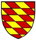 von Rot und Gold mit Teilungen schräg gerautet (Fronhofen)