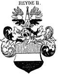 Wappen derer von der Heyde in Tingierung Rot-Silber-Schwarz