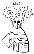 Wappen der Kürn mit alternativer Helmzier in Siebmachers Wappenbuch (1884)