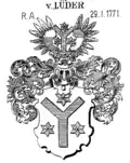 Wappen aus dem Reichadelsdiplom vom 29. Januar 1779 (in der Abb. falsche Jahreszahl)