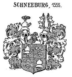 Vermehrtes Wappen derer von Schneeburg von 1555