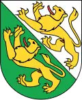 Zwei schreitende goldene Löwen im Wappen des Kantons Thurgau