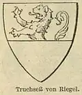 Truchsess von Riegel, mittig geteilt mit schreitendem Löwen