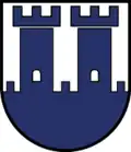 Burgzinnen im Wappen von Fließ (Tirol)