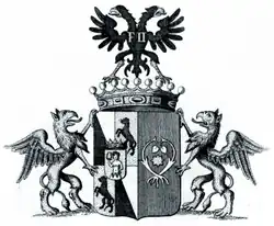 Gemehrtes Wappen der Grafen von Clam-Martinitz, Freiherrn von Höhenberg, nach Tyroff