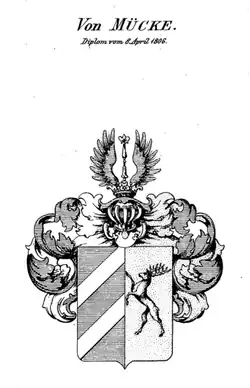 Wappen derer von Mücke (1806) im Wappenbuch der Königlichen, Großherzoglichen und Herzoglich Sächsischen Staaten, 1858