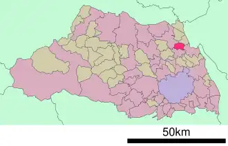 Lage Washimiyas in der Präfektur