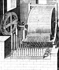 Mit Wasser betriebene Orgelmaschine, Kupferstich von Salomon de Caus, 1620
