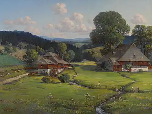 Wassermühle am Titisee im Schwarzwald, (1912)