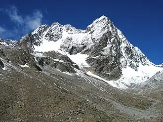 Watzespitze von Osten, vom Anstiegsweg zur Kaunergrathütte