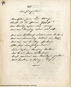 Autograph des Textes zum Gedicht „Hungerlied“ von Georg Weerth (1822–1856)