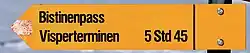 Wegweiser auf dem Simplonpass zum Bistinenpass