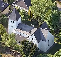 Wehrkirche aus der Vogelperspektive