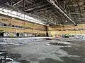 Werfthalle innen, Dachaufbau mit Stahlskelettkonstruktion
