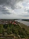 Blick vom neuen Bergfried auf Altstadt und Weichsel