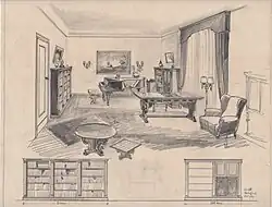 Perspektive Wohnraum altdeutsch, 1938