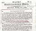 Bekanntmachung der Übernahme des Gouverneurs-Postens am 4. Juli 1815