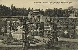 Maurisches Landhaus und Großes Bassin um 1900, mit Gruppe&nbsp;1,&nbsp;3&nbsp;und&nbsp;4