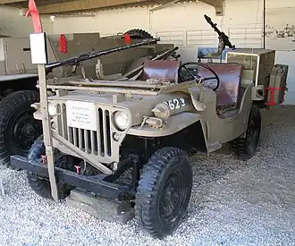 Willys MB Jeep der Samson's-Foxes-Einheit beim Unabhängigkeitskrieg (1948) mit Wire catcher