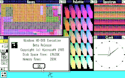 Windows 1.00 Vorabversion (Beta Release) mit mitgelieferten Demoanwendungen