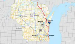 Karte der Wisconsin State Highway 32