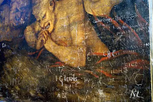 Kritzeleien auf der Rückseite des Reformationsaltars, vor der Restaurierung