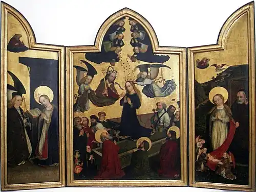 Imhoff-Triptychon von Valentin Wolgemut (ca. 1455) für die Elisabethkirche Breslau, heute im Nationalmuseum Warschau