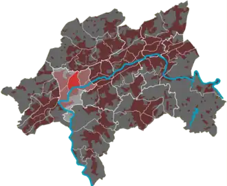 Lage des Quartiers Nützenberg im Stadtbezirk Elberfeld-West