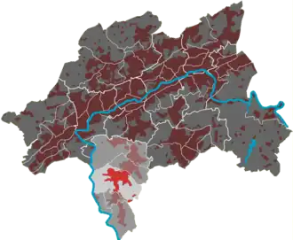 Lage des Quartiers Cronenberg-Mitte im Stadtbezirk Cronenberg
