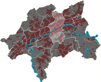 Lage des Quartiers Friedrich-Engels-Allee im Stadtbezirk Barmen