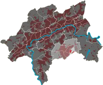 Lage des Quartiers Rehsiepen im Stadtbezirk Ronsdorf