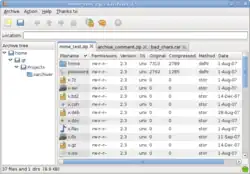 Bildschirmfoto von Xarchiver