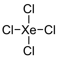 Strukturformel von Xenontetrachlorid.