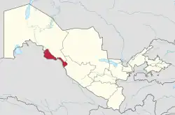 Lage des Viloyats Xorazm in Usbekistan