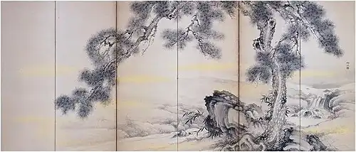 Stellschirm „Kiefer und Bambus“