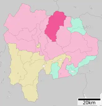 Lage Yamanashis in der Präfektur