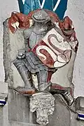Haus Königstuhl, Ritterfigur mit Stüssis Wappen