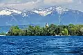 Ansicht vom Zürichsee, Ufenau im Vordergrund