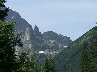 Blick vom Bergsee Meerauge, davor Mnich und Zadni Mnich
