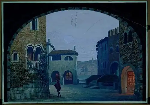 Szenenbild der Uraufführung von Giulietta e Romeo, 1. Akt