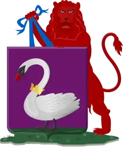 Zijpe (Noord-Holland) – bekrönter Hals, steigender Löwe als Schildhalter