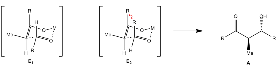 Anordnung des E-Enolats